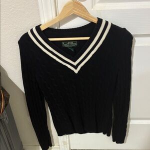 Ralph Lauren Black Sweater with White Accents